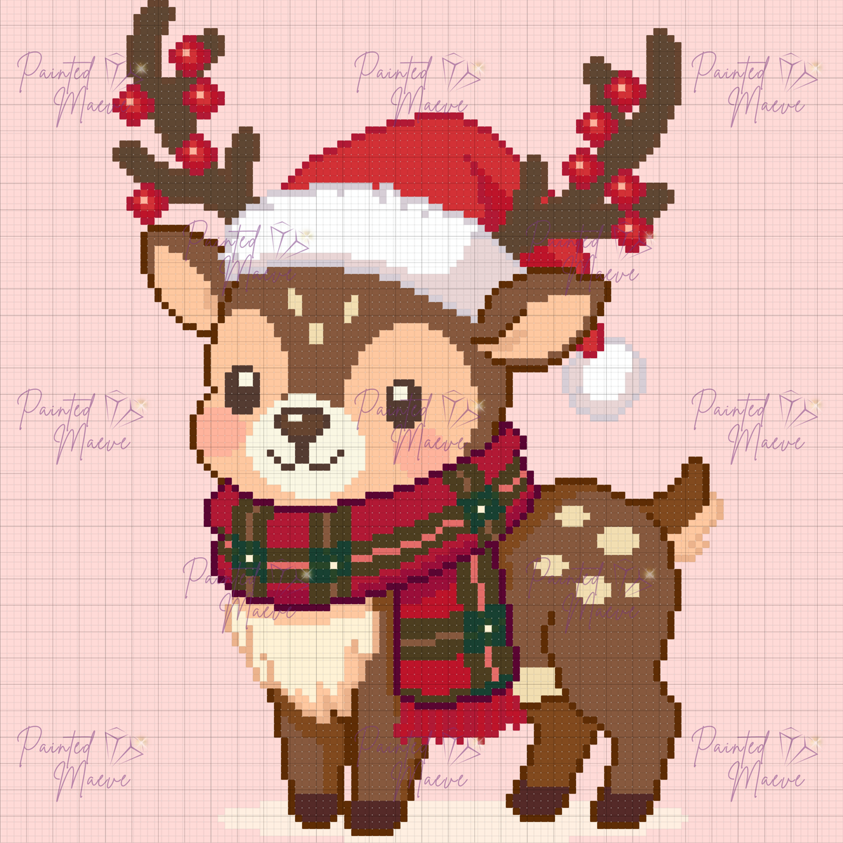 Winter Berry Fawn Hand-Rendered Diamond Painting