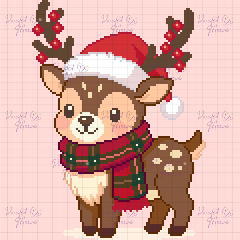 Winter Berry Fawn Hand-Rendered Diamond Painting