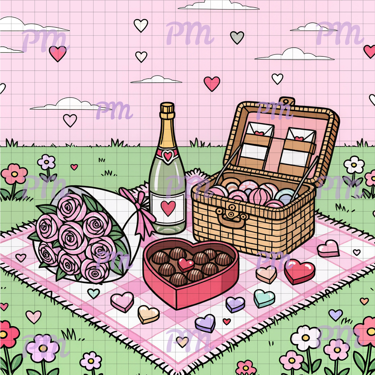 Sweetheart Picnic: Hand-Rendered Diamond Painting Valentine Collection
