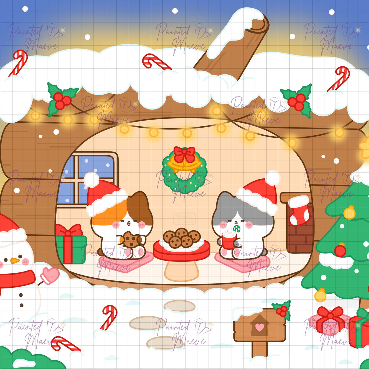 Christmas Cabin Hand-Rendered Diamond Painting