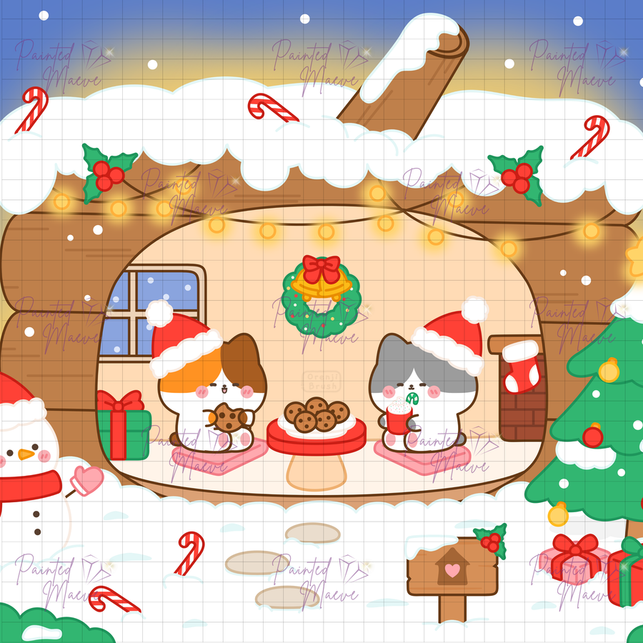 Christmas Cabin Hand-Rendered Diamond Painting