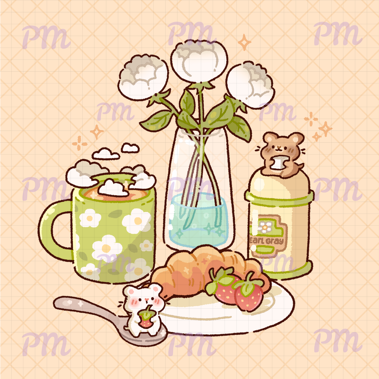 Cozy Morning Tea: Hand-Rendered Diamond Painting Collection