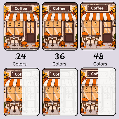 Pumpkin Brew Cafe: Paint-by-Number Collection (24/36/48 colors | No Frame)