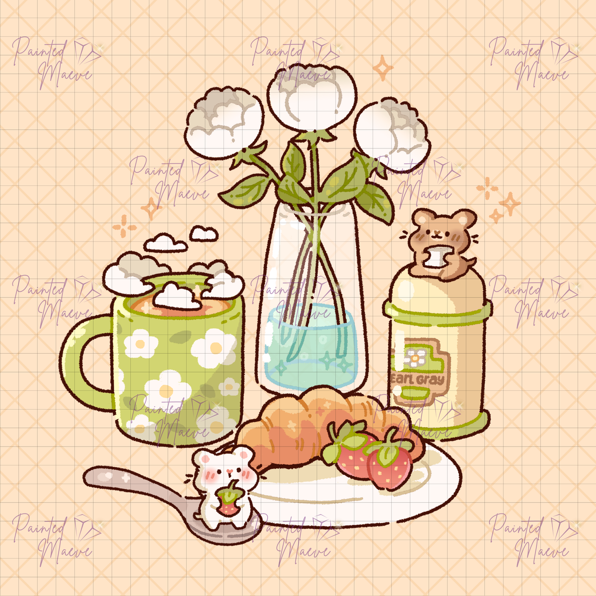 Cozy Morning Tea Hand-Rendered Diamond Painting