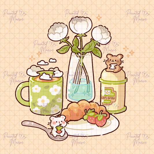 Cozy Morning Tea Hand-Rendered Diamond Painting