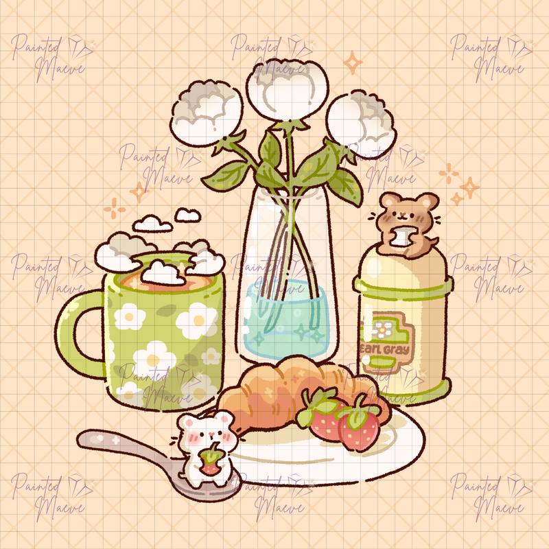 Cozy Morning Tea Hand-Rendered Diamond Painting
