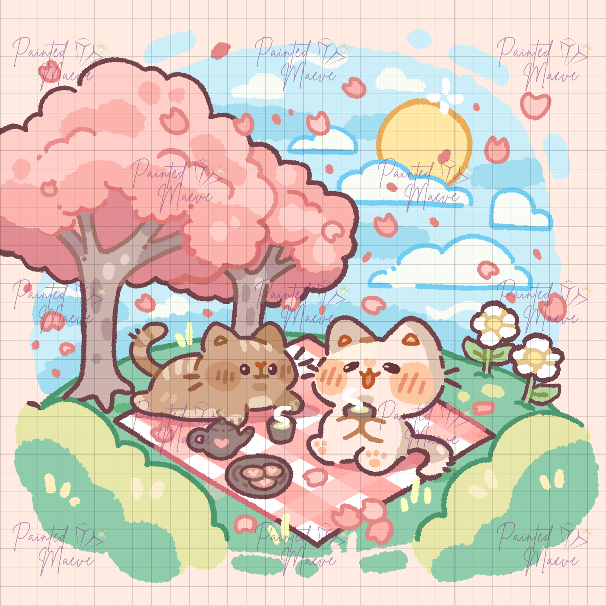 Spring Picnic Hand-Rendered Diamond Painting