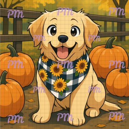 Pumpkin Patch Puppy: Hand-Rendered Diamond Painting Collection