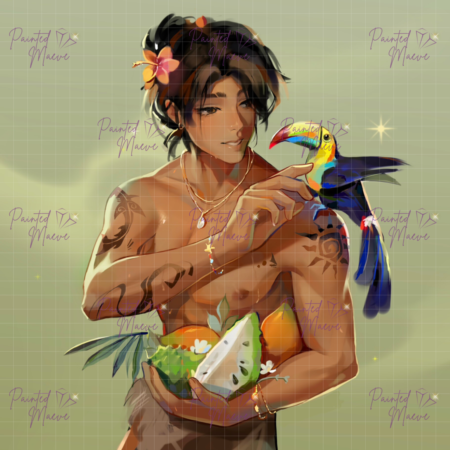 Tropical Breeze: Hybrid-Rendered Diamond Painting