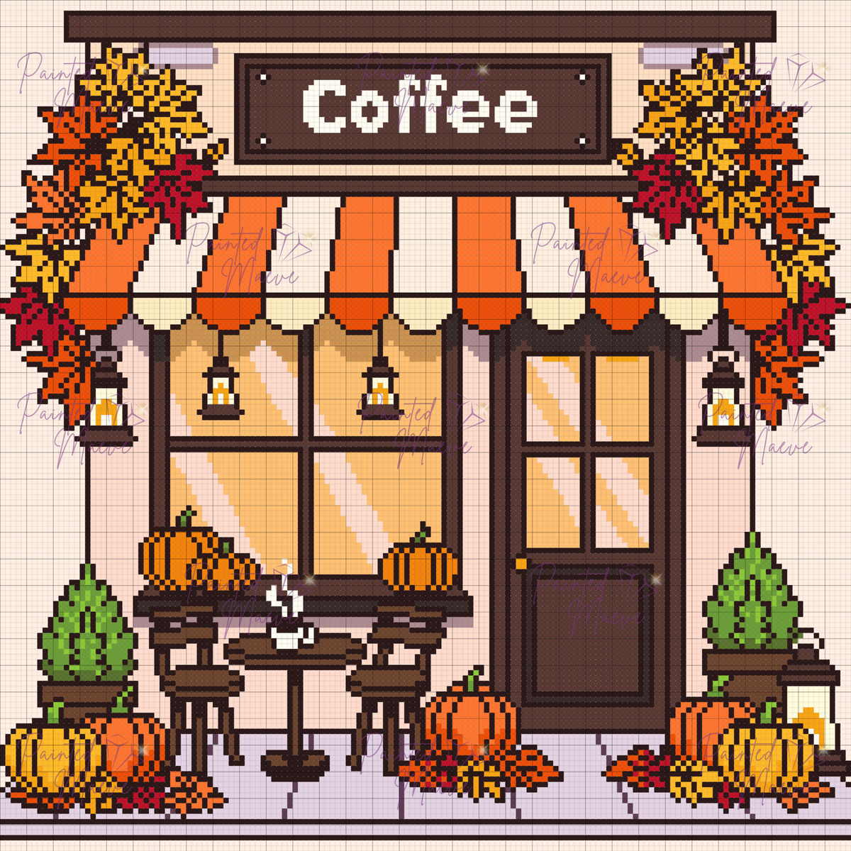 Pumpkin Brew Cafe Hand-Rendered Diamond Painting Collection