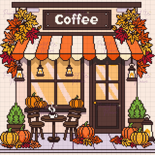 Pumpkin Brew Cafe Hand-Rendered Diamond Painting Collection