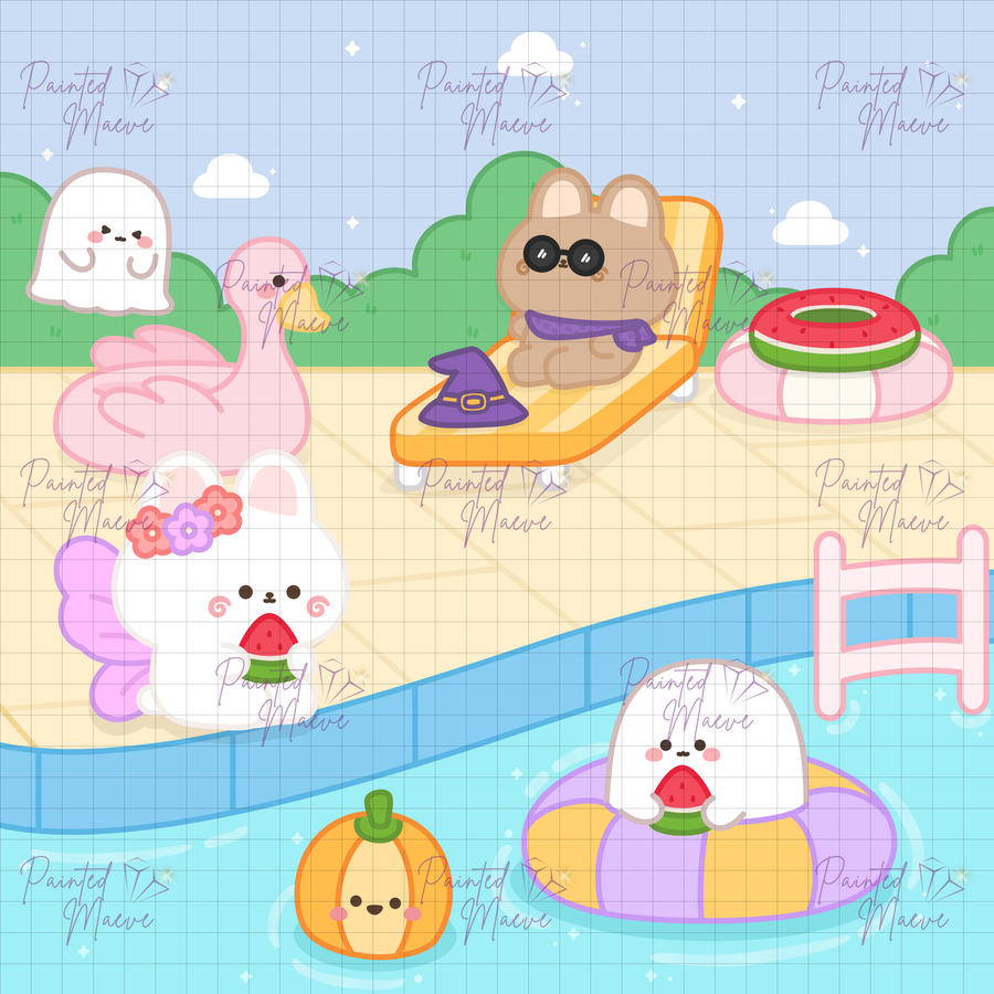 Summerween Pool: Hand-Rendered Diamond Painting