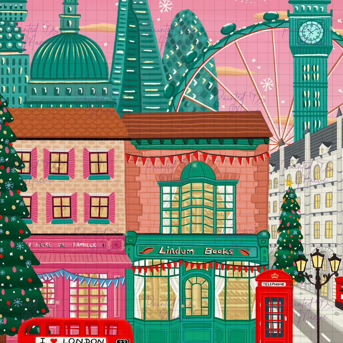 Christmas in London Hand-Rendered Diamond Painting