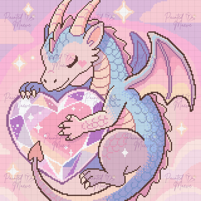 Crystal Heart Dragon Hand-Rendered Diamond Painting