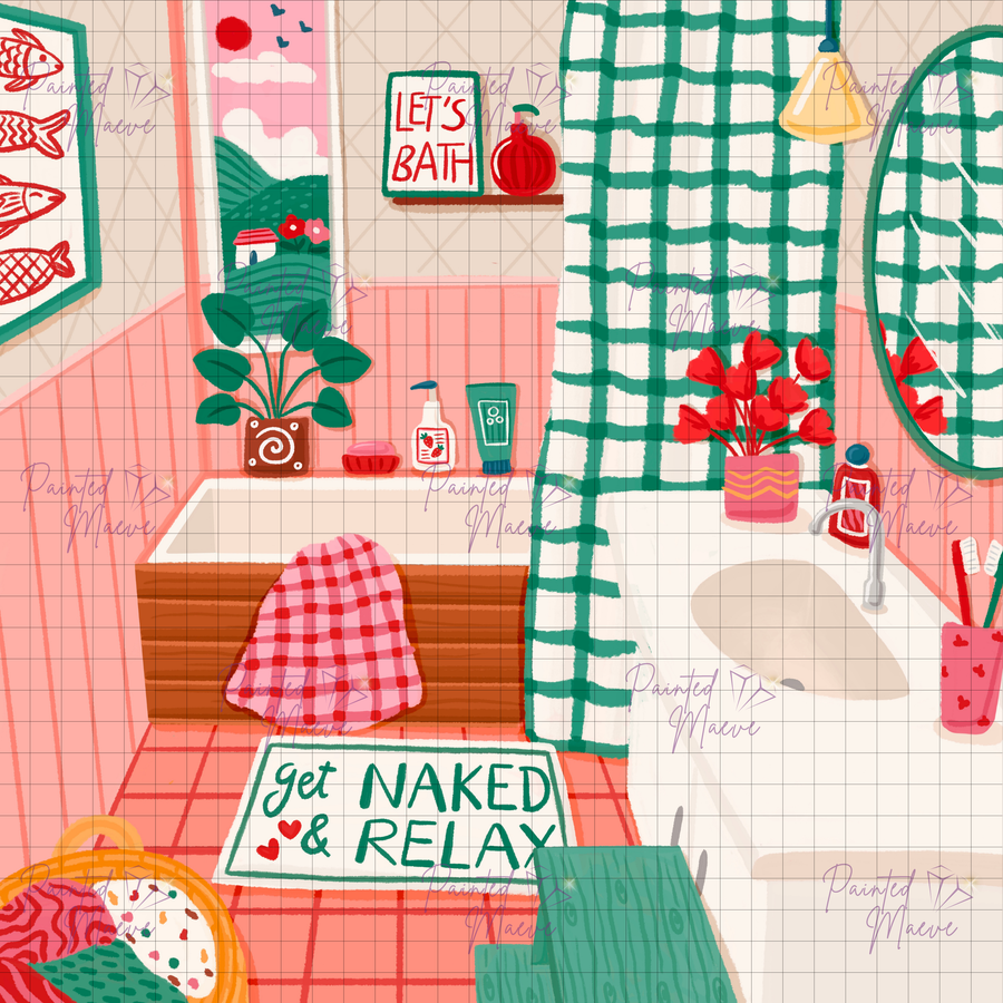 Cozy Bathroom: Hand-Rendered Diamond Painting