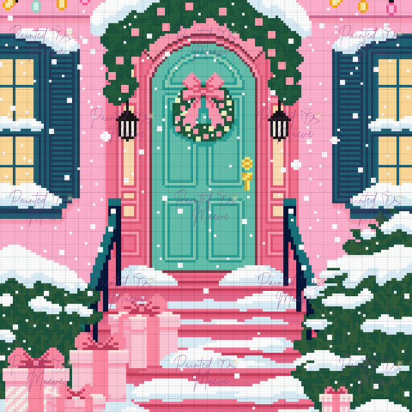 Pinky Present Porch Hand-Rendered Diamond Painting