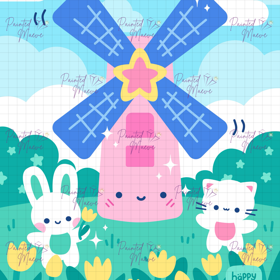 Tulip Valley Breeze: Hand-Rendered Diamond Painting