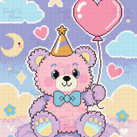 Party Teddy Hand-Rendered Diamond Painting