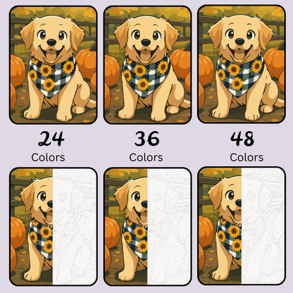 Pumpkin Patch Puppy: Paint-by-Number Collection (24/36/48 colors | No Frame)
