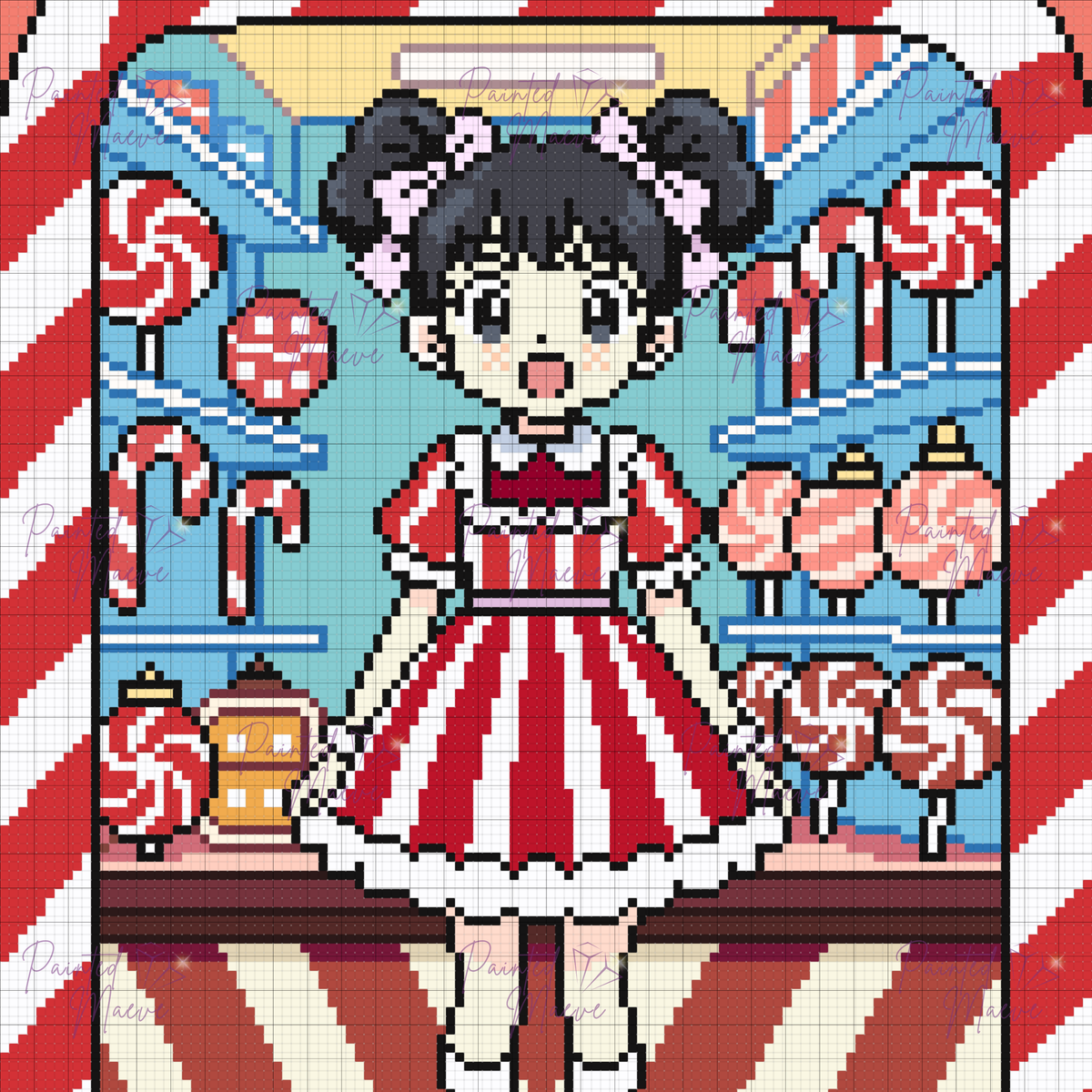Lady Cane's Candy Stand Hand-Rendered Diamond Painting