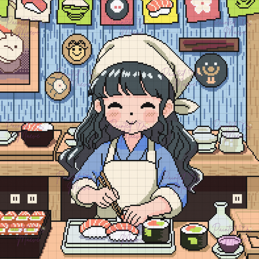 Happy Sushi Chef Hand-Rendered Diamond Painting