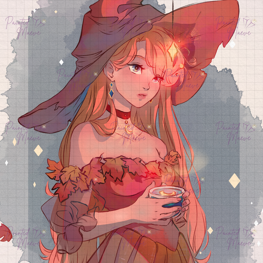 Emberlight Witch Hand-Rendered Diamond Painting
