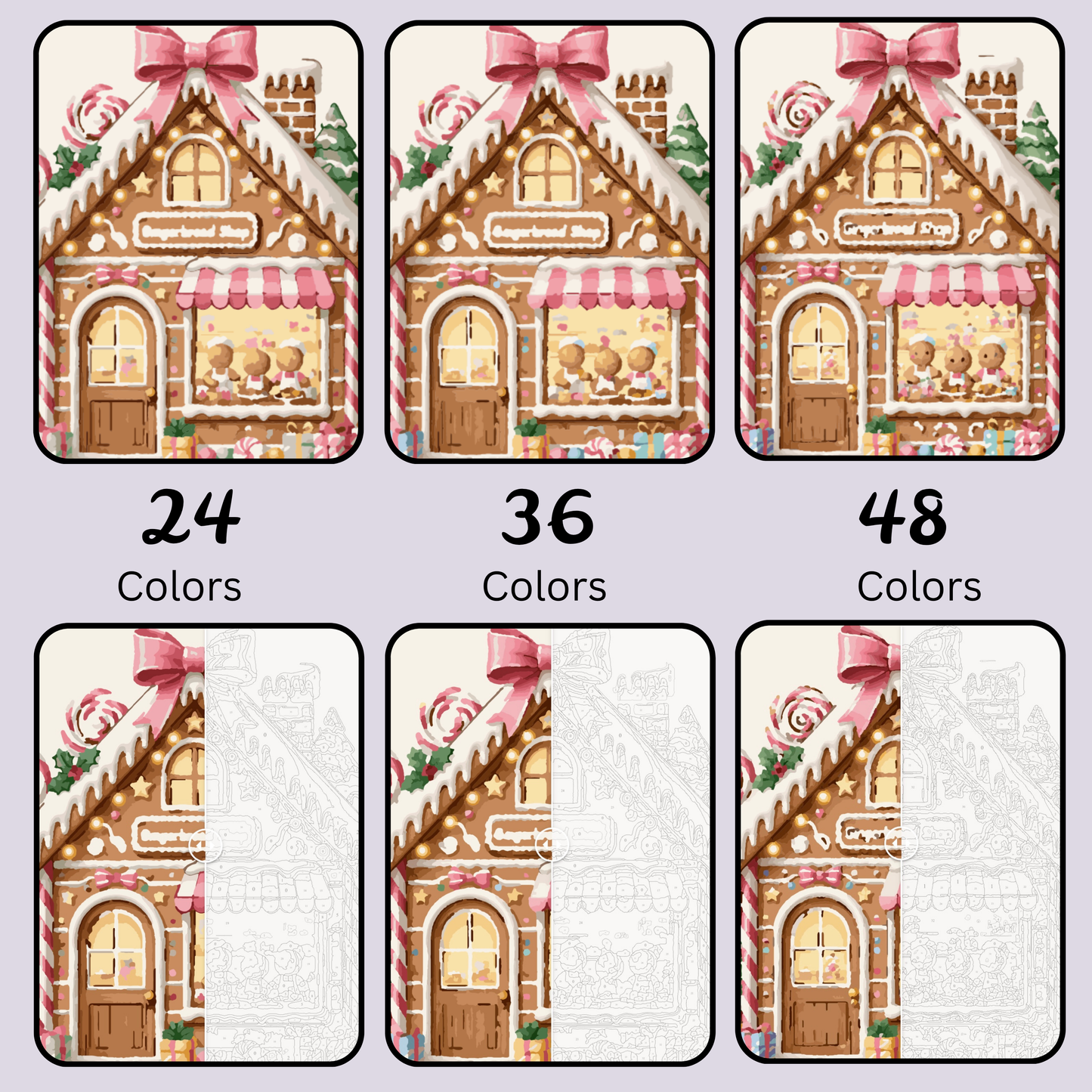 Frosted Gingerbread Shop: Paint-by-Number Christmas Collection (24/36/48 colors | No Frame)