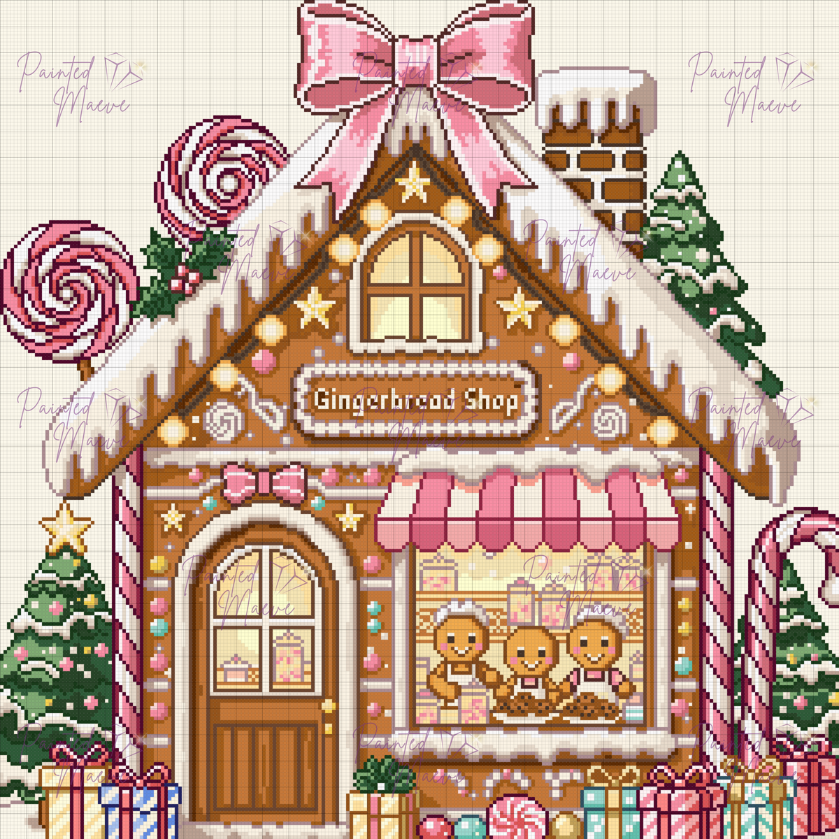 Frosted Gingerbread Shop Hand-Rendered Diamond Painting