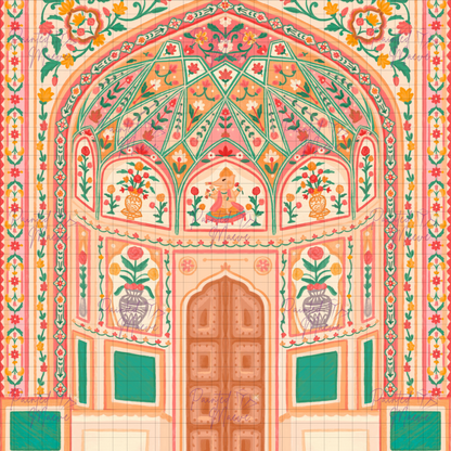 Amber Palace Hand-Rendered Diamond Painting