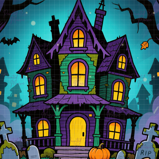 Haunted Glow Manor Hand-Rendered Diamond Painting