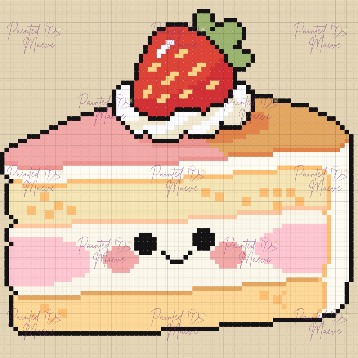 Strawberry Créme Cake Hand-Rendered Diamond Painting