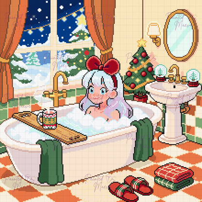 Frosty Holiday Spa Hand-Rendered Diamond Painting