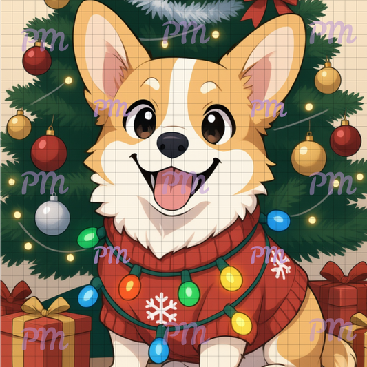 Cozy Christmas Corgi: Hand-Rendered Diamond Painting Christmas Collection