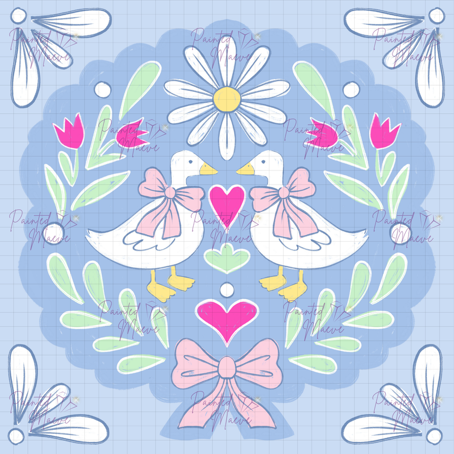 Goose Folk Art: Hand-Rendered Diamond Painting
