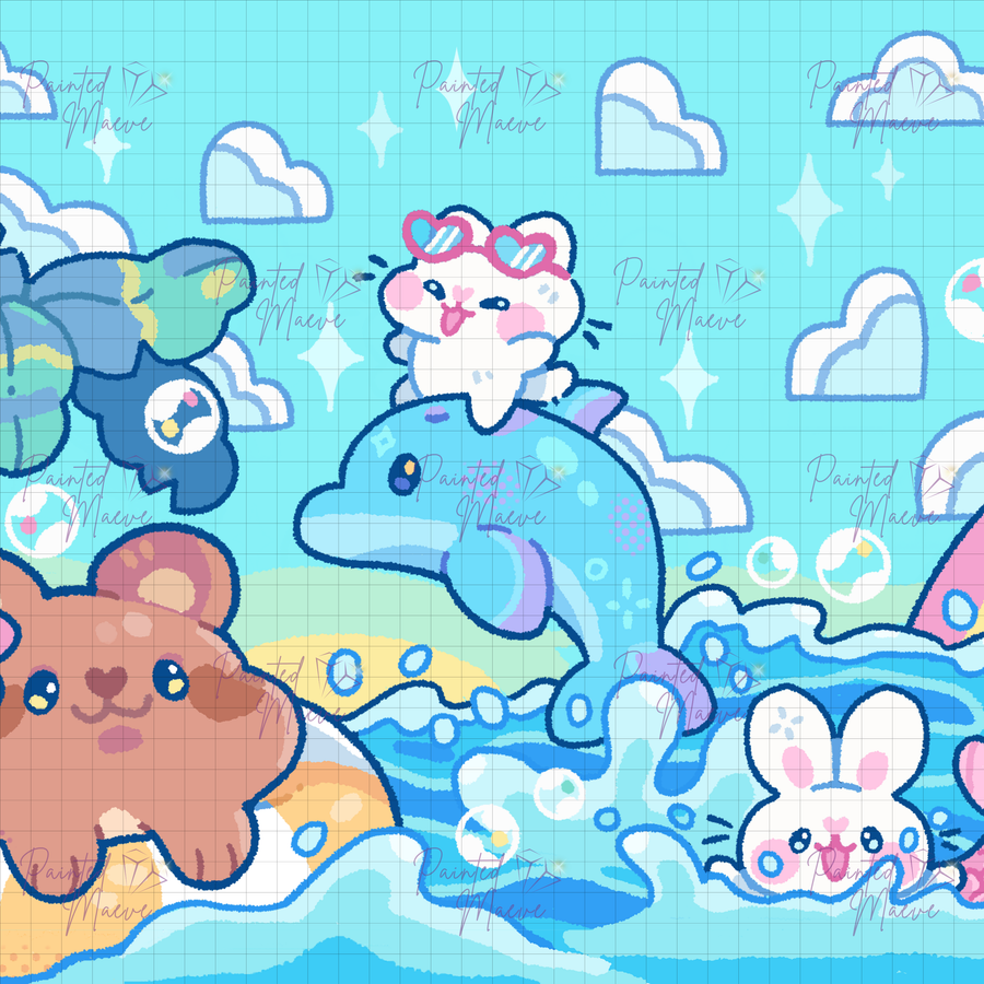 A Day at the Beach: Hand-Rendered Diamond Painting