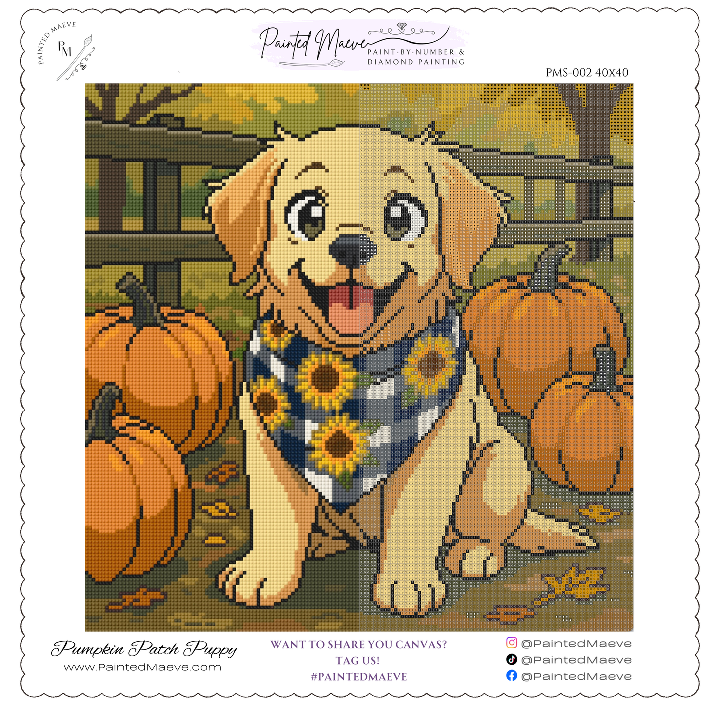 Pumpkin Patch Puppy: Hand-Rendered Diamond Painting Collection