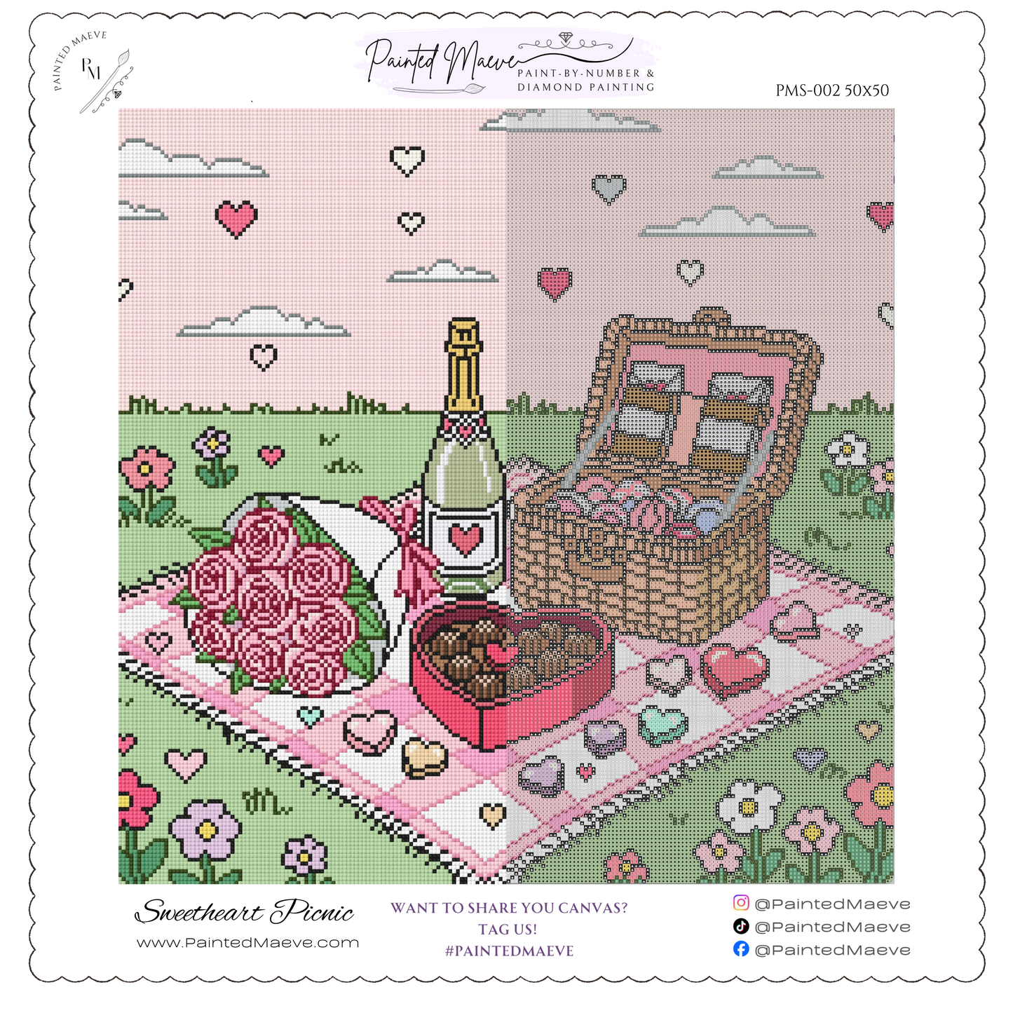 Sweetheart Picnic: Hand-Rendered Diamond Painting Valentine Collection