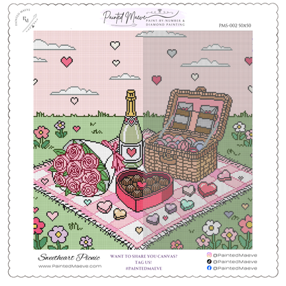 Sweetheart Picnic: Hand-Rendered Diamond Painting Valentine Collection