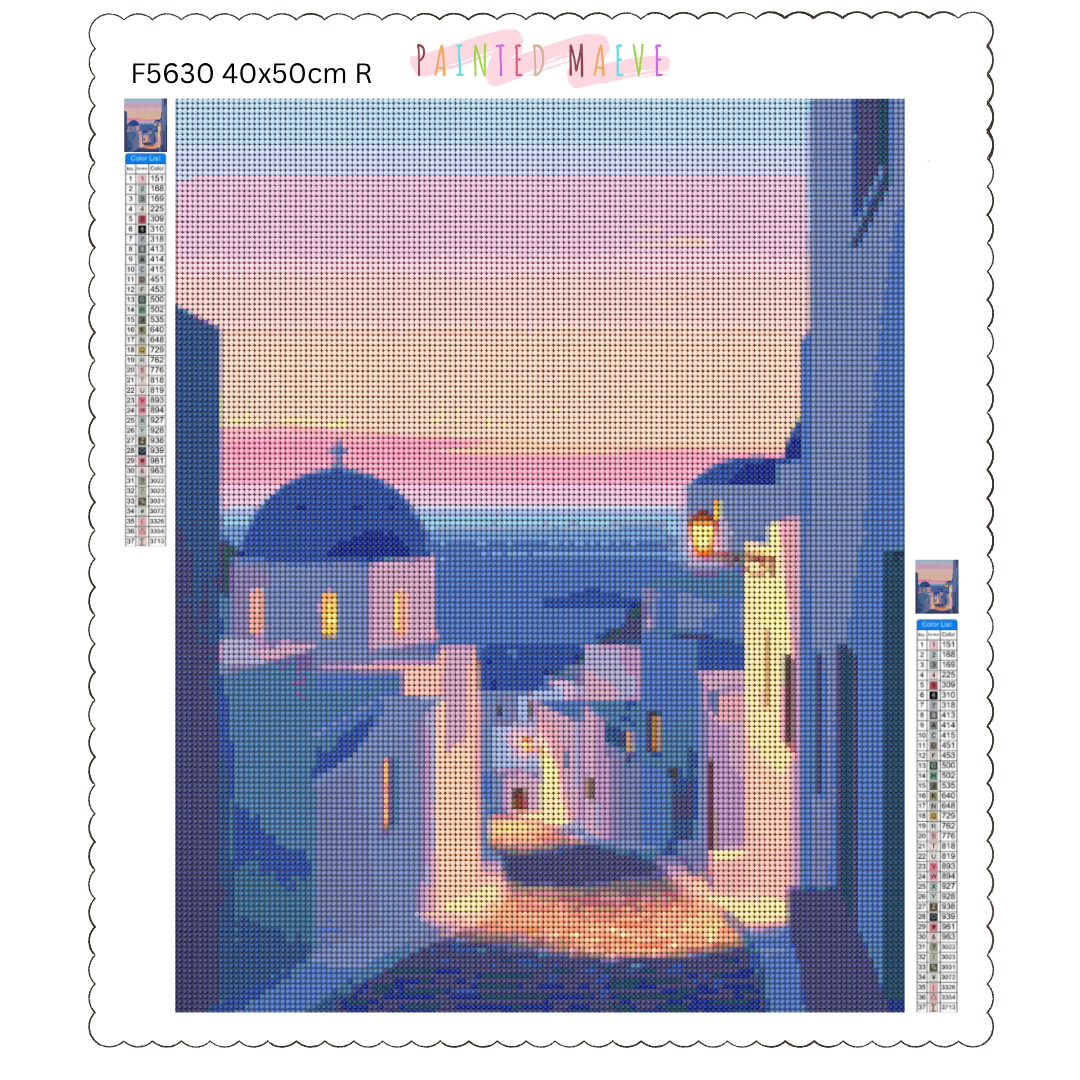 Road in Santorini: Diamond Painting Collection