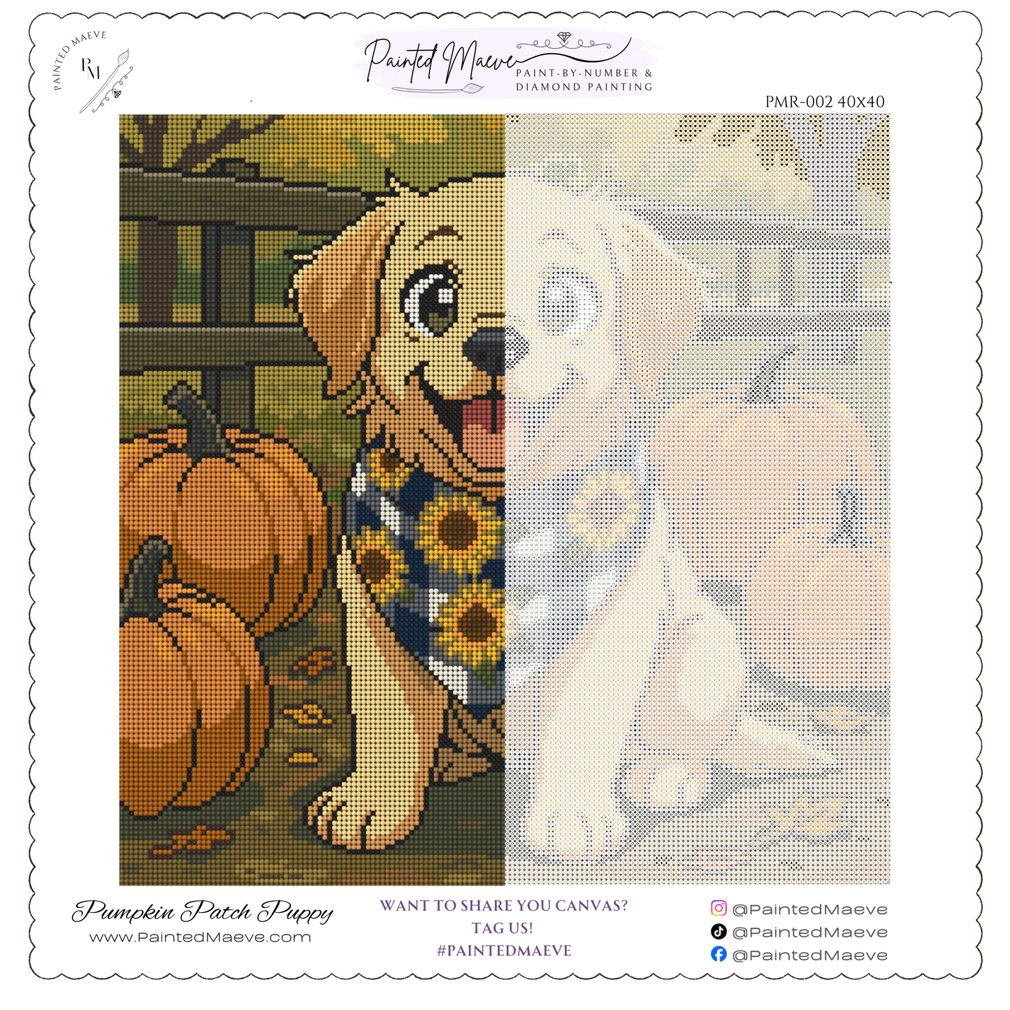 Pumpkin Patch Puppy: Hand-Rendered Diamond Painting Collection