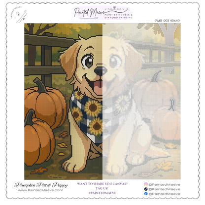 Pumpkin Patch Puppy: Hand-Rendered Diamond Painting Collection
