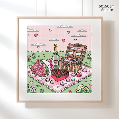 Sweetheart Picnic: Hand-Rendered Diamond Painting Valentine Collection