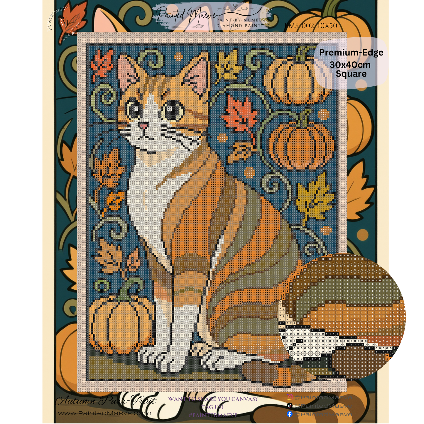 Autumn Purr-Trait: Hand-Rendered Diamond Painting Collection