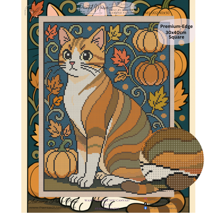 Autumn Purr-Trait: Hand-Rendered Diamond Painting Collection