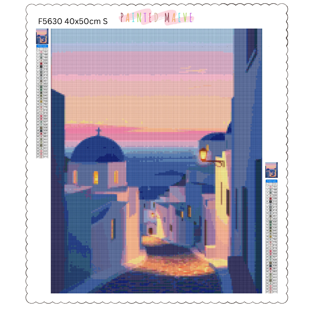 Road in Santorini: Diamond Painting Collection