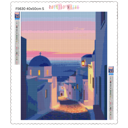 Road in Santorini: Diamond Painting Collection