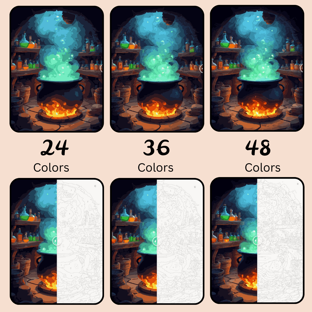 Enchanted Cauldron: Paint-by-Number Collection (24/36/48 colors | No Frame)