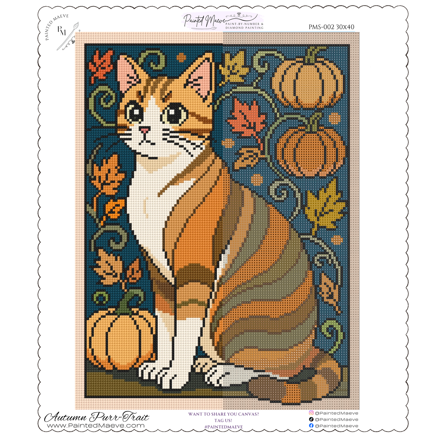 Autumn Purr-Trait: Hand-Rendered Diamond Painting Collection