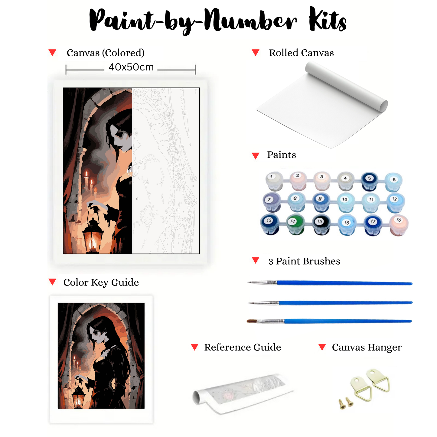 Crimson Hour Shadows: Paint-by-Number Halloween Collection (24/36/48 colors | No Frame)