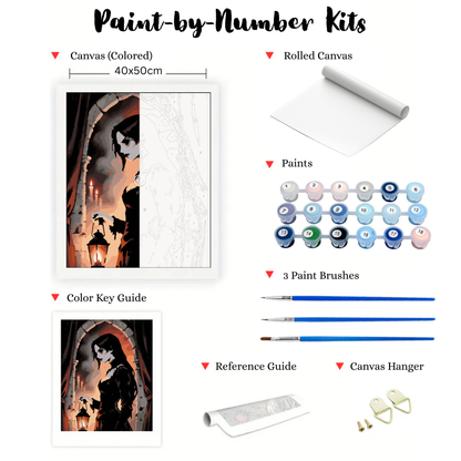 Crimson Hour Shadows: Paint-by-Number Halloween Collection (24/36/48 colors | No Frame)